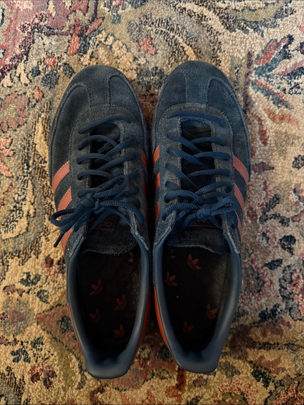 Men's Adidas Spezial Suede Sneakers in Navy with Red Stripes (12) - Picture 5 of 11